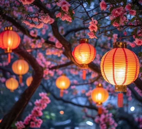 元宵花灯夜，月圆人欢笑