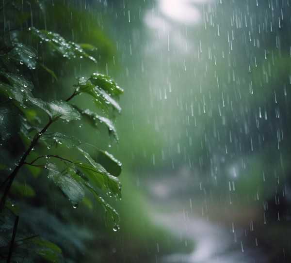 雨中细语，细雨柔情画卷