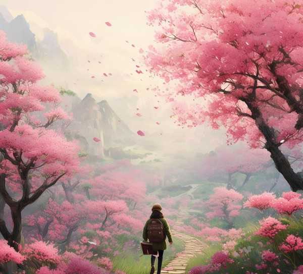穿越文字的桃花源，原文与翻译之美,探寻桃花源，从原文到翻译的美丽之旅,画卷,桃花源,第1张