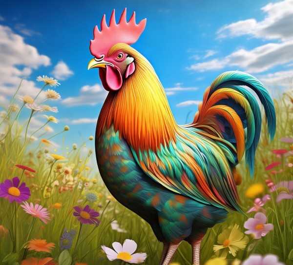 鸡之华彩，生命的跃动画卷,鸡的华丽篇章—描绘一只鸡的生灵画卷,画卷,温暖,第1张
