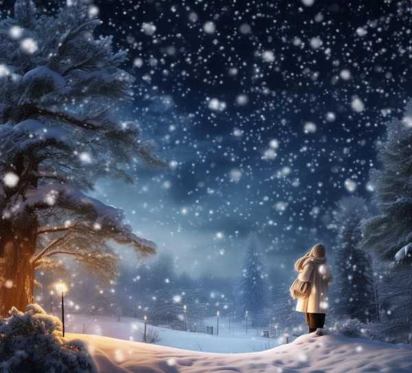雪舞诗韵，冬日浪漫雪景图